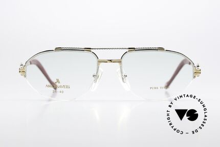 Machiavelli 24-40 Alte 80er Brille Gold & Platin, Kollektion benannt nach dem italienischen Philosophen, Passend für Herren