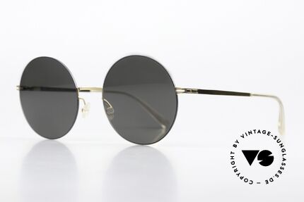 Mykita Yoko Grosse Runde Sonnenbrille, Farbcode 056 = 'Gold / Black / Darkgrey Solid Lenses', Passend für Damen