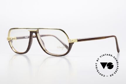 Davidoff 300 Edle 90er Jahre Herrenbrille, goldene Fassung & Design-Elemente in Wurzelholz-Optik, Passend für Herren